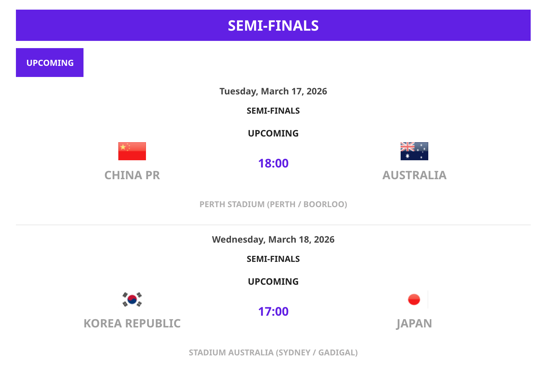 C7娱乐官方网站-女足亚洲杯半决赛：日韩相遇 中国女足对阵东道主澳大利亚